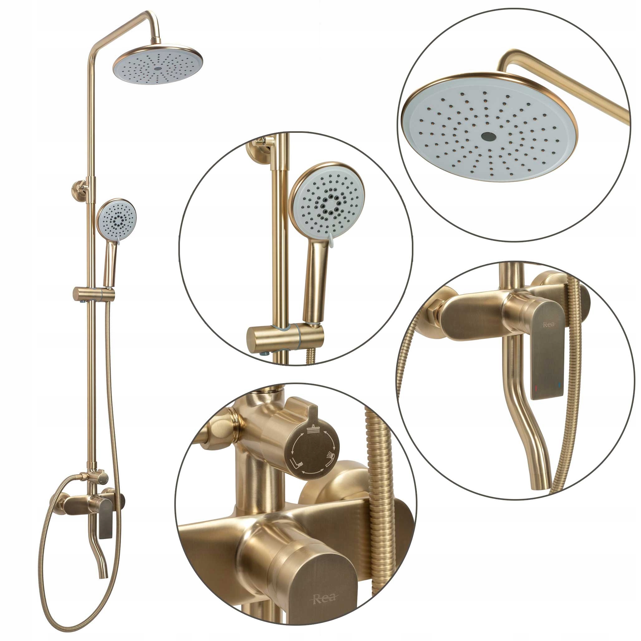 Zlatý brúsený sprchový set Rea Verso Sprchová doska