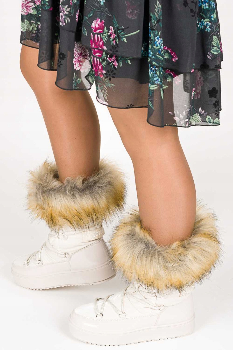 Béžové Kotníkové Boty Sněhule Platforma Teplé Na Zimu 40