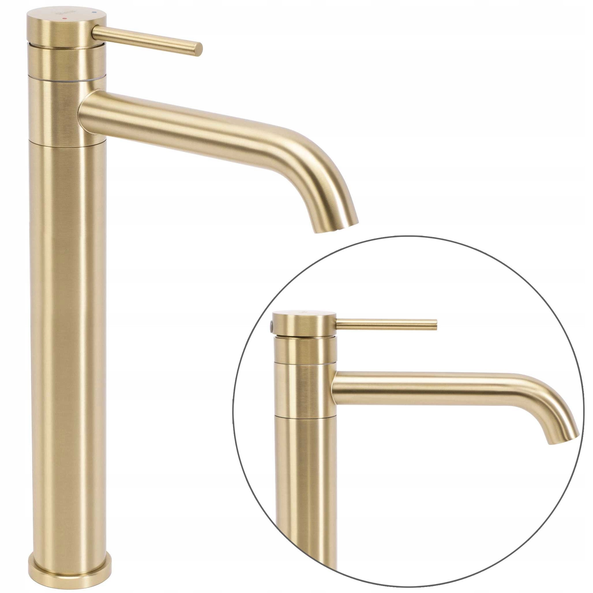 Umývadlová batéria Zlatá stojaca Lungis Kartáčovaná Vysoko otočná