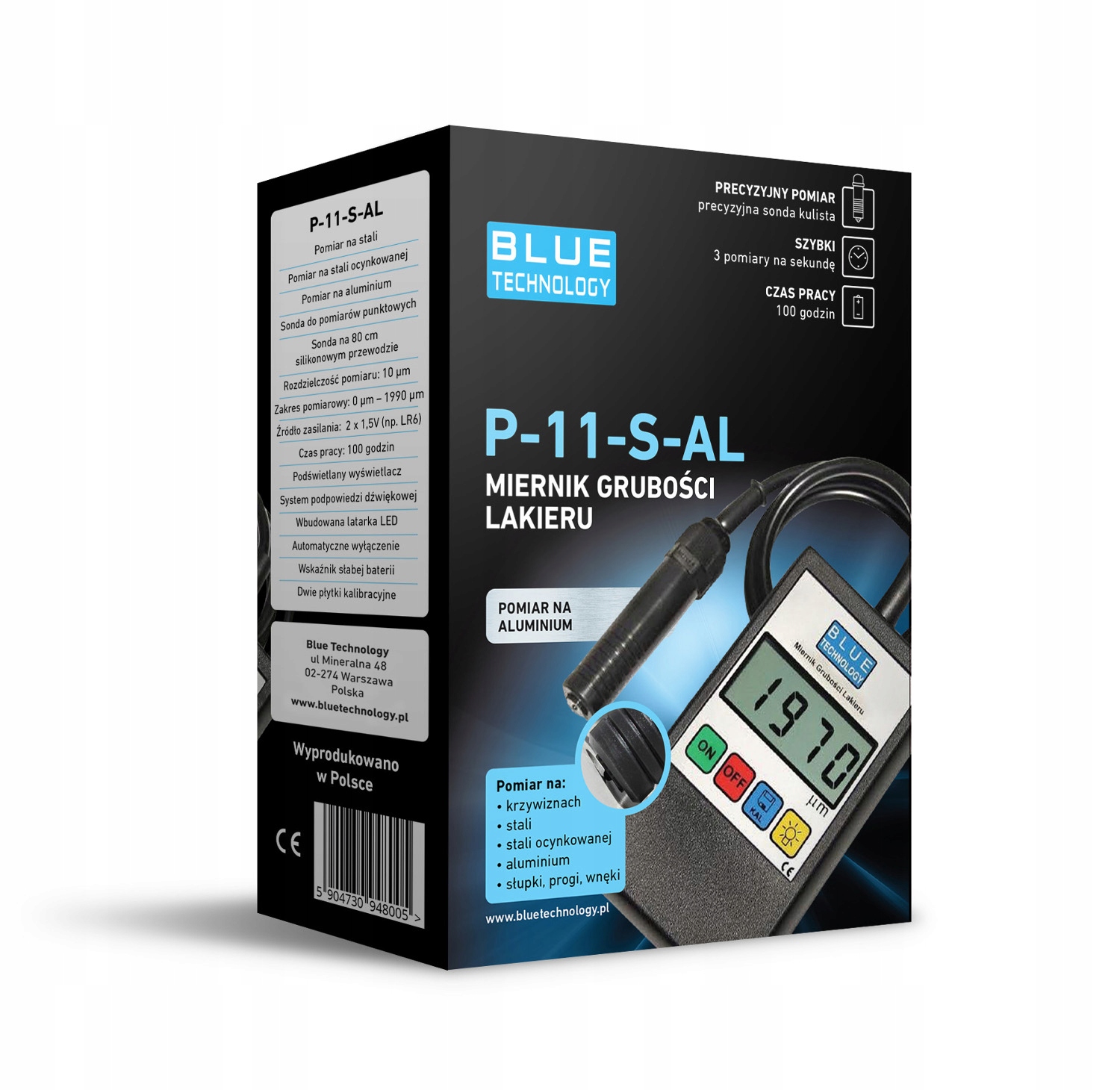 Miernik grubości lakieru P-11-S-AL ALUMINIUM Waga produktu z opakowaniem jednostkowym 0.307 kg
