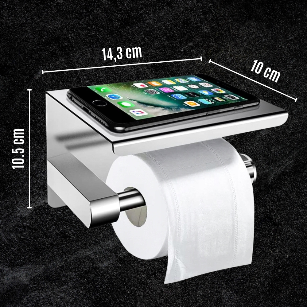 UCHWYT NA PAPIER TOALETOWY Z PÓŁKĄ CHROM LOFT WC Szerokość produktu 14.5 cm