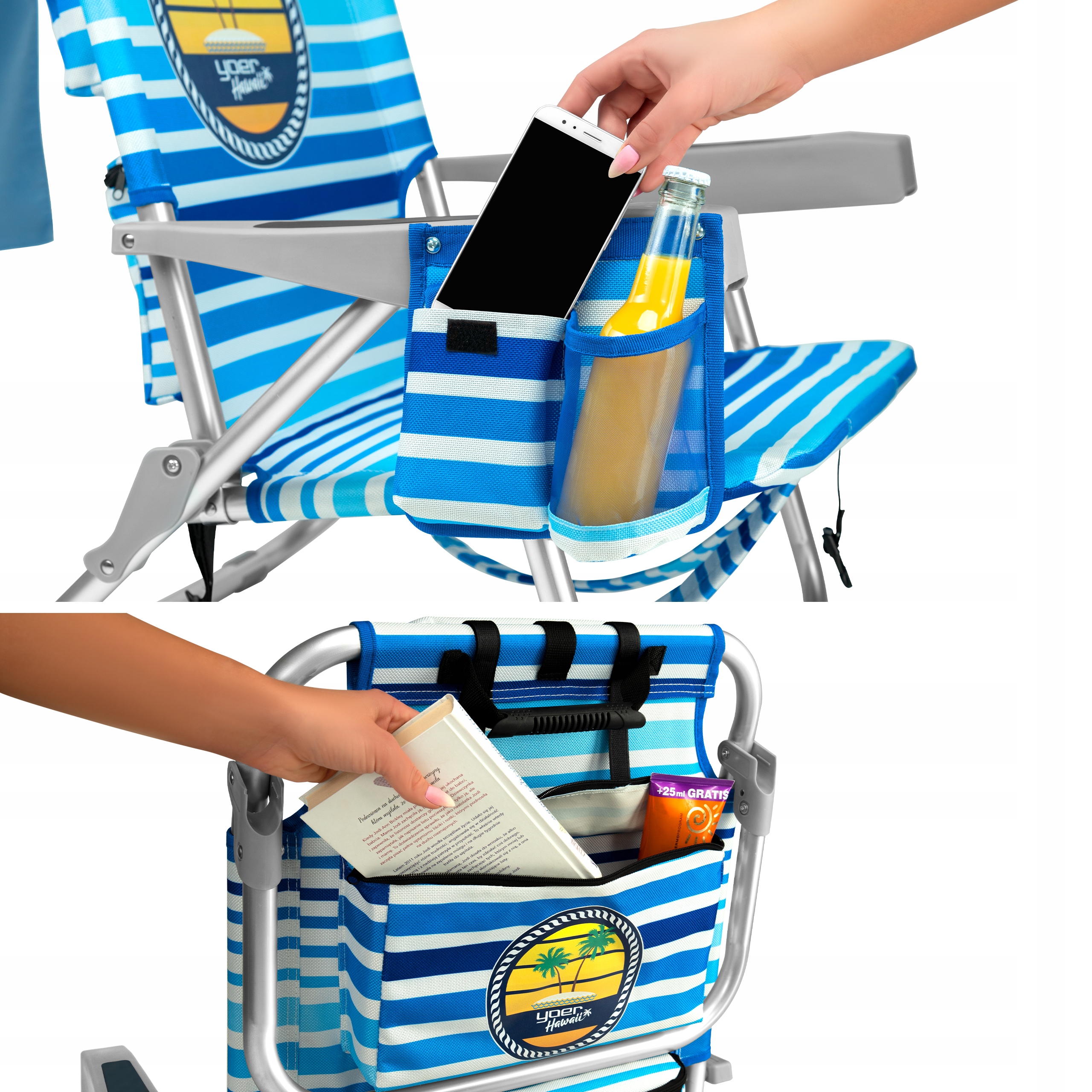 Krzesło PLAŻOWE turystyczne Leżak Yoer 4w1+LODÓWKA Maksymalne obciążenie 150 kg