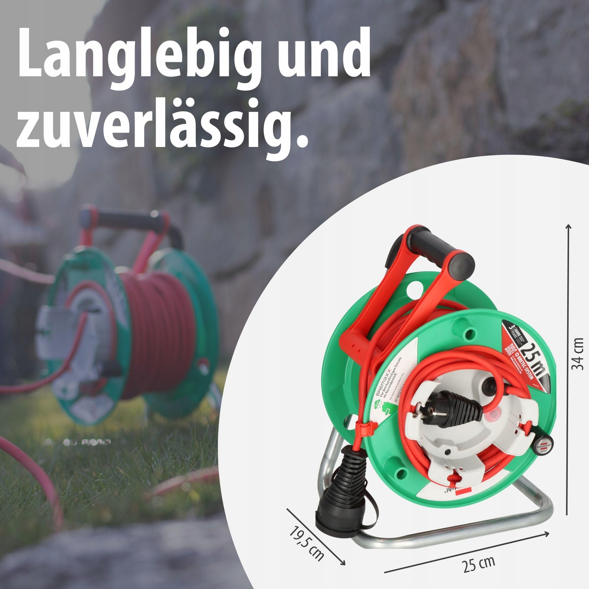 BRENNENSTUHL Kabeltrommel Ogrodowa 25m IP44 Do Kosiarki Na Zewnątrz — miniatura 8