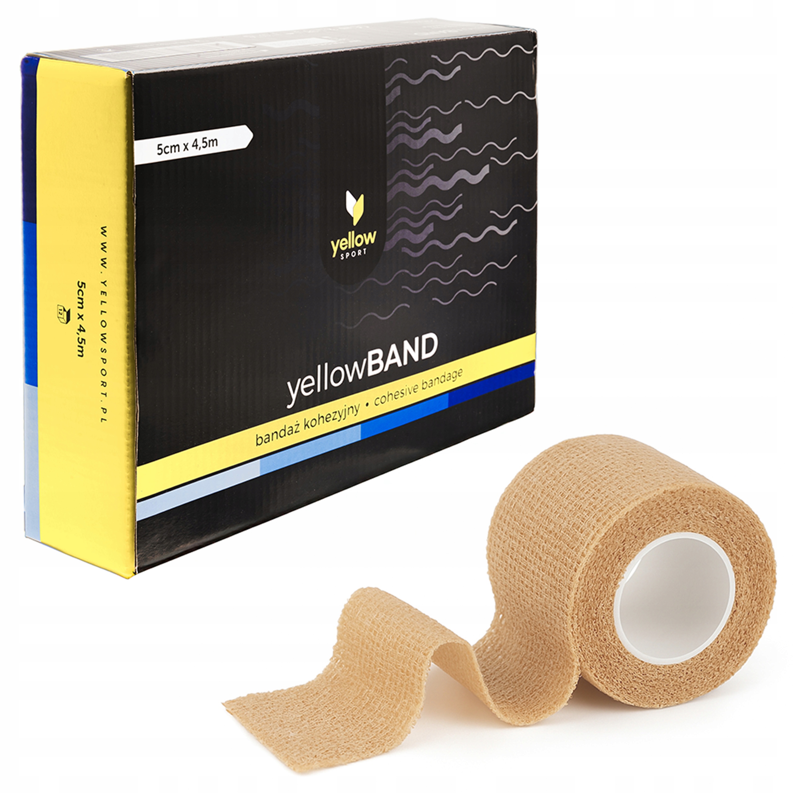 12x yellowBAND bandaż kohezyjny elastyczny samoprzylepny 5cmx4,5m cielisty