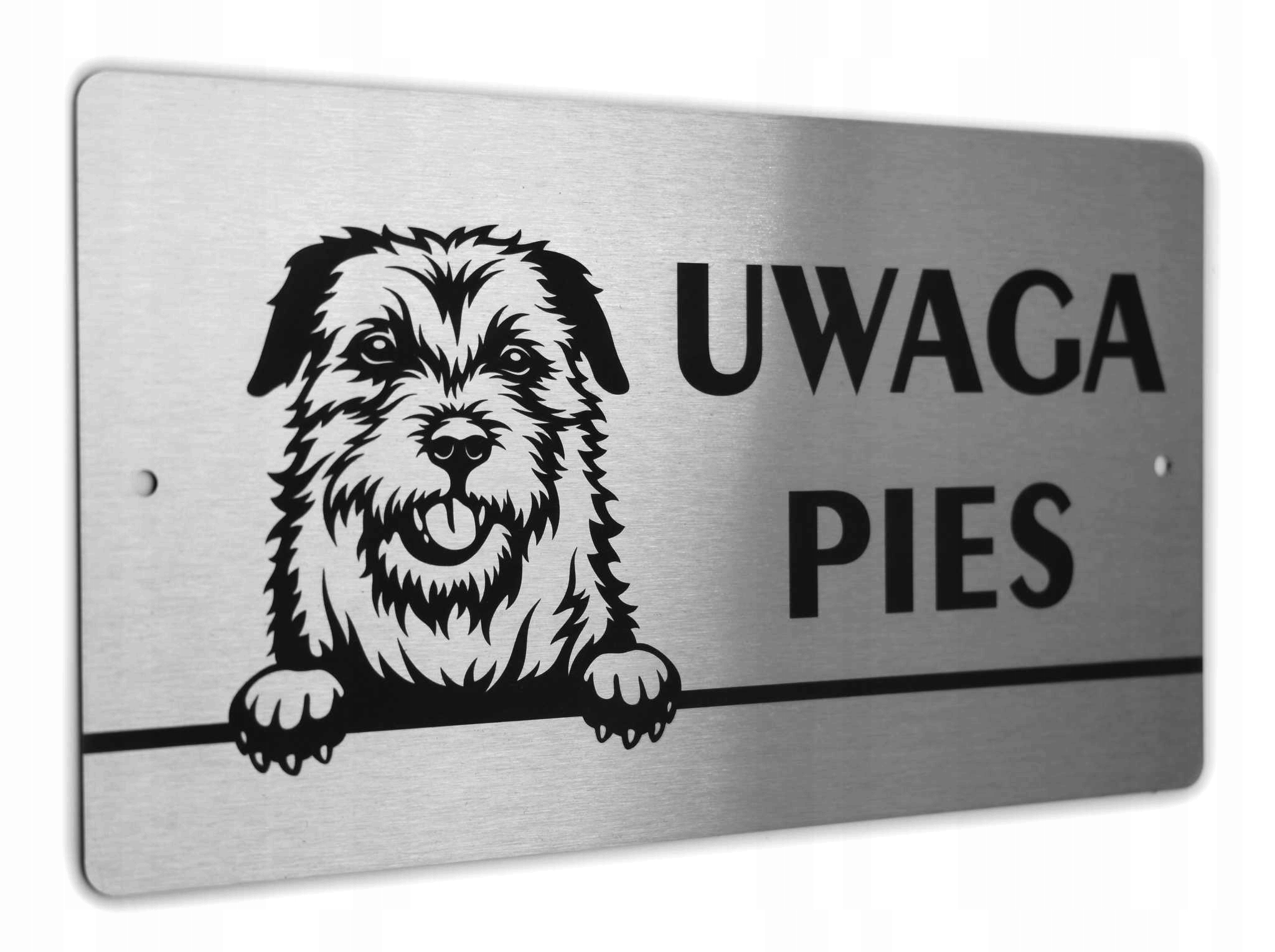 Tabliczka INOX - UWAGA PIES - Border Terrier