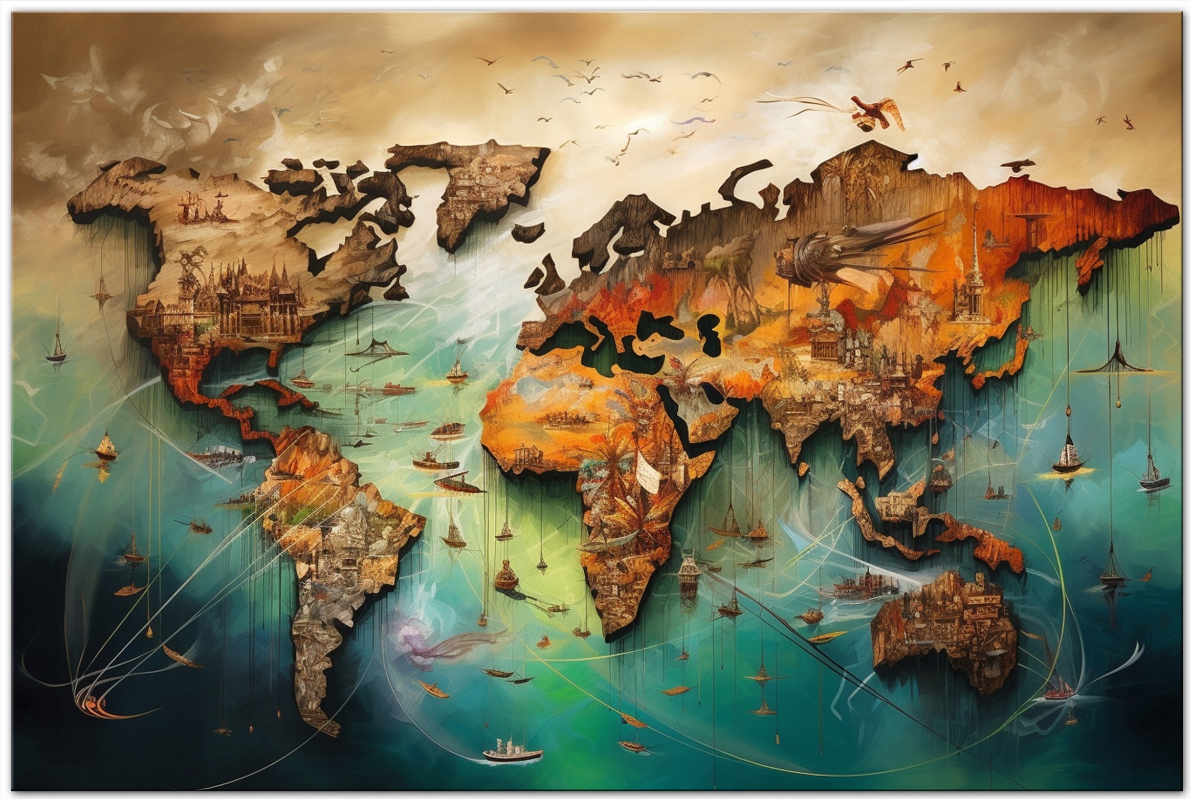 Obraz na płótnie Mapa Świata Styl Salvadora Dali • Cena, Opinie ...