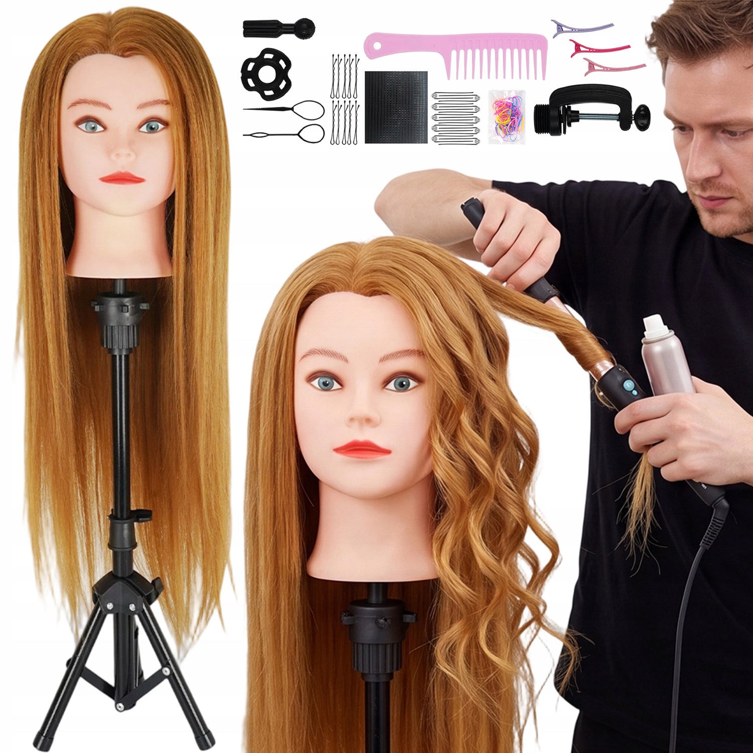Hlava Tréninková Kadeřnická Česání Sada Hřebene Stativ Diy