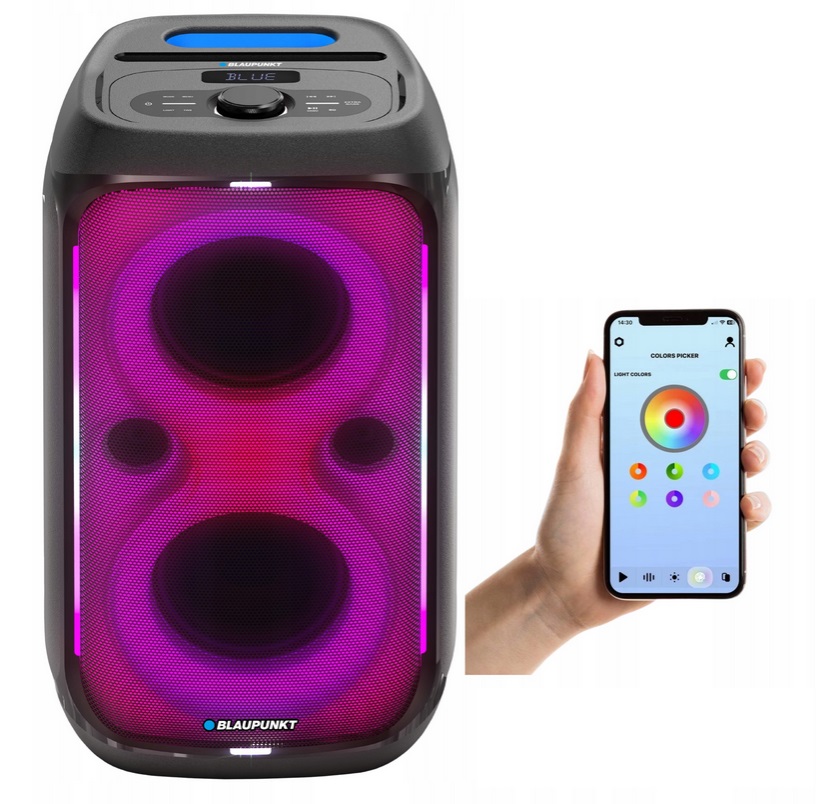 Blaupunkt PB60X Přenosný reproduktor Party Box Mdf Aux Bluetooth Led
