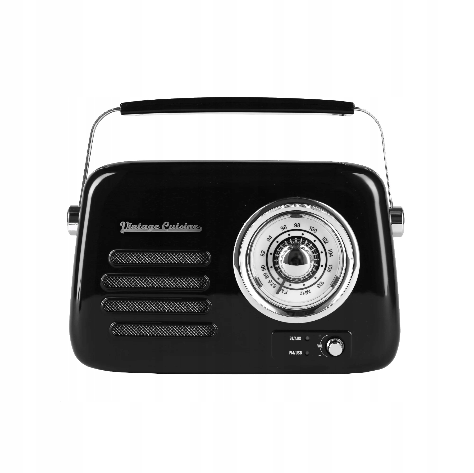 Radio Głośnik Bluetooth Fm Vintage Cuisine Chrom Czarne