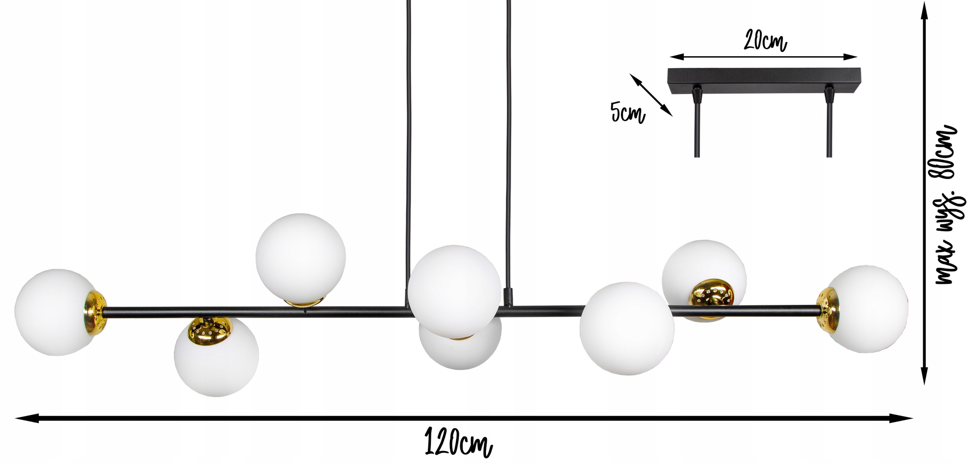 LAMPA WISZĄCA SUFITOWA ŻYRANDOL SZKLANE KULE LED Zasilanie sieciowe