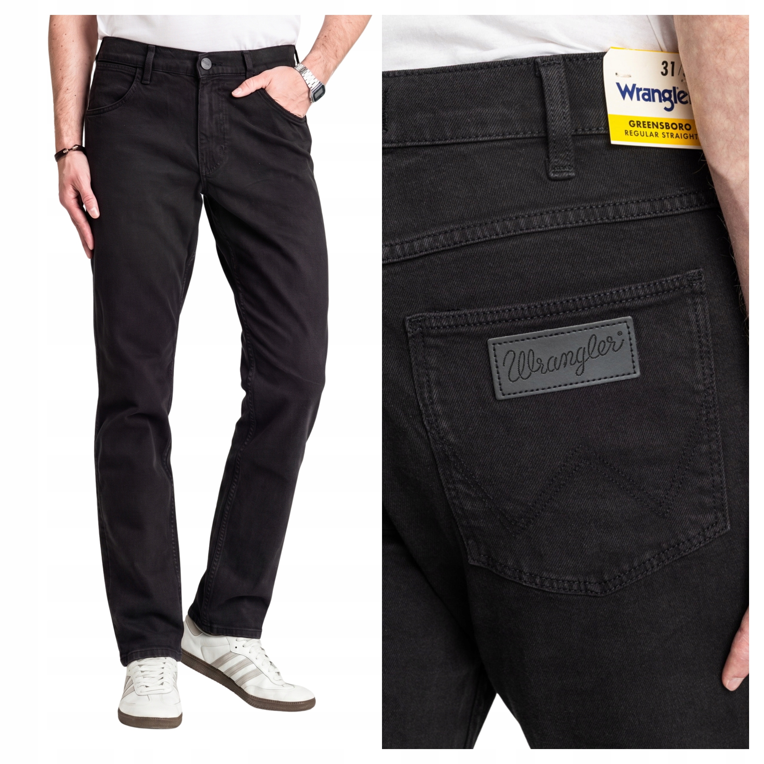 Pánské džínové kalhoty Wrangler Greensboro Regular Fit černé W30 L30