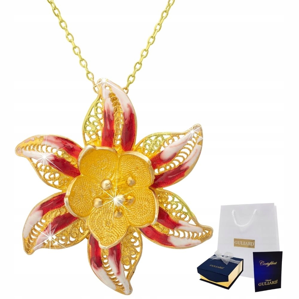 Náhrdelník zlatý žlutý květ květina stříbro 925