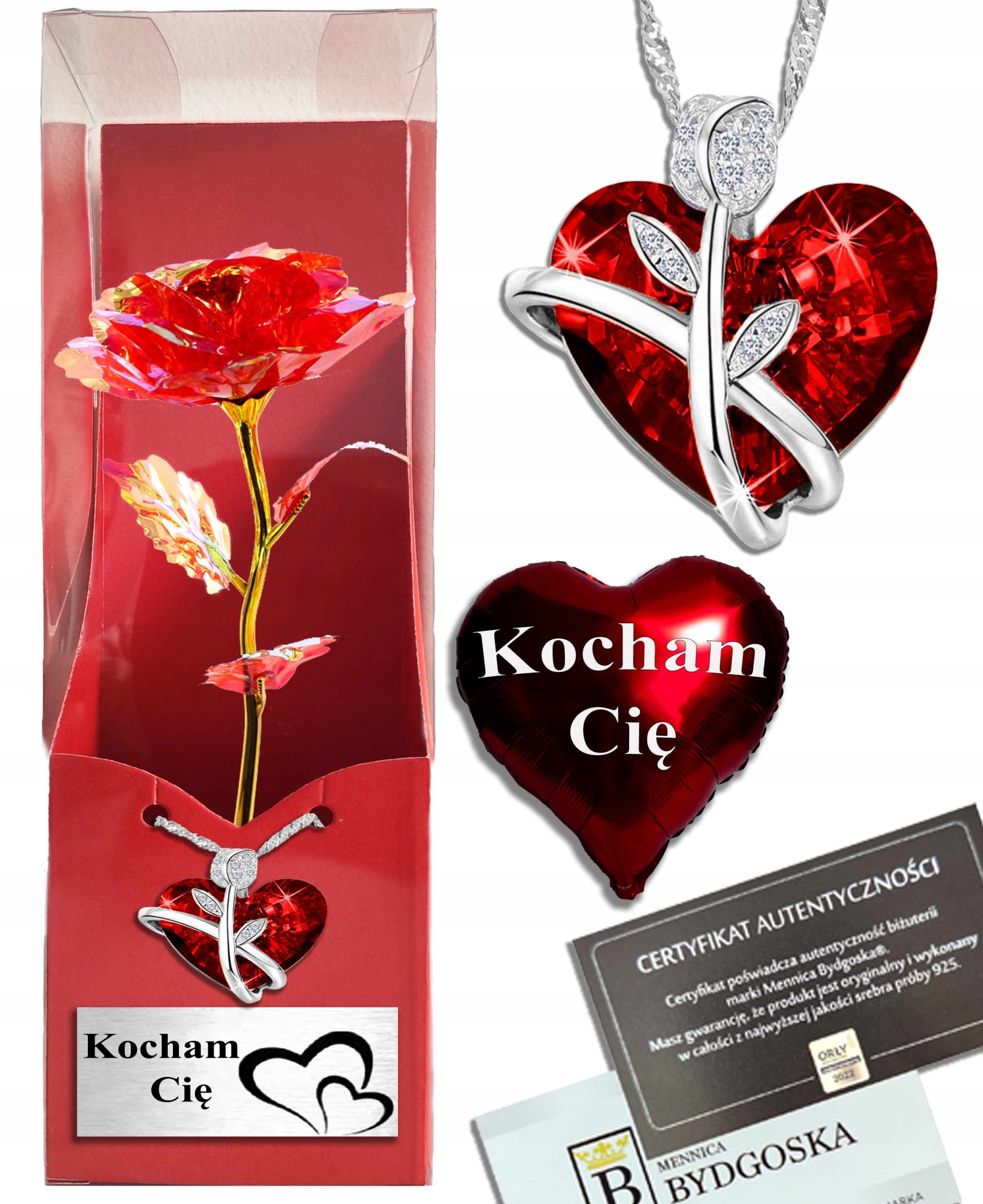 Náhrdelník Stříbrné srdce a Stabilizovaná Růže k Valentýnu Narozeniny Stříbro Gravírování