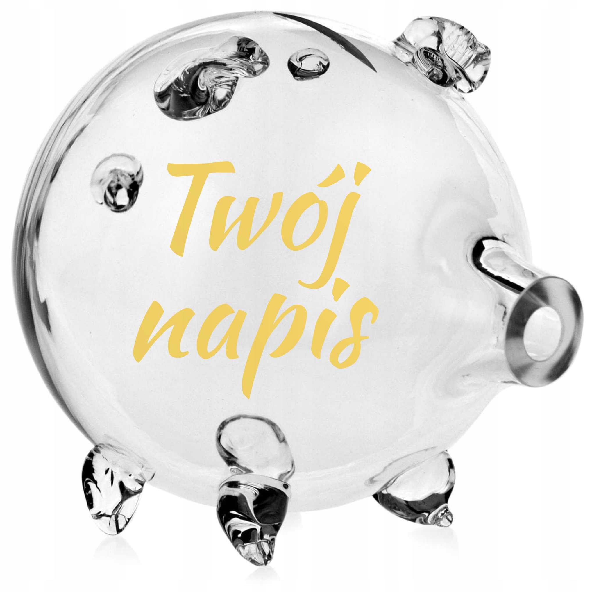 

Skarbonka Świnka z Nadrukiem napis Złoty