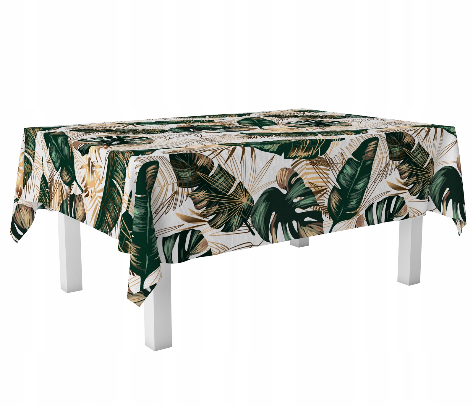 OBRUS DEKORACYJNY 140X220 WZÓR BIAŁE LIŚCIE