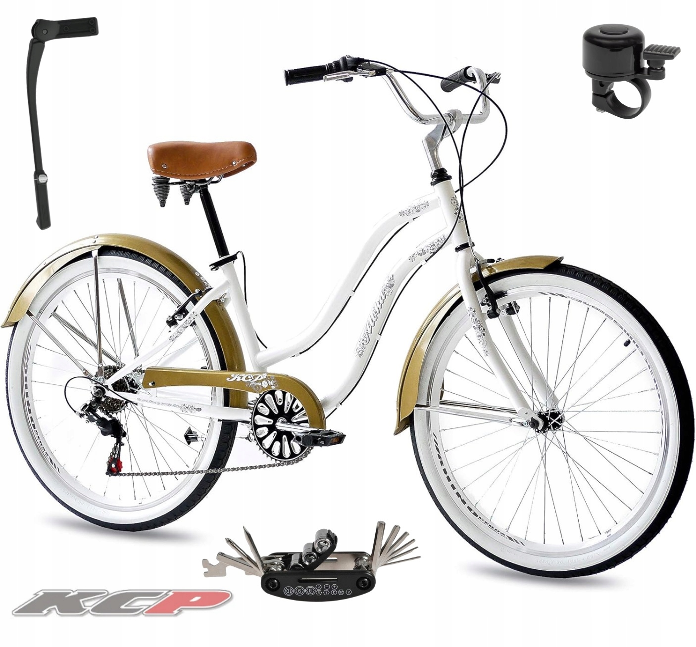 Dámské městské kolo 26 Beach Cruiser Odrazky Zvonek Shimano Revo Stopka