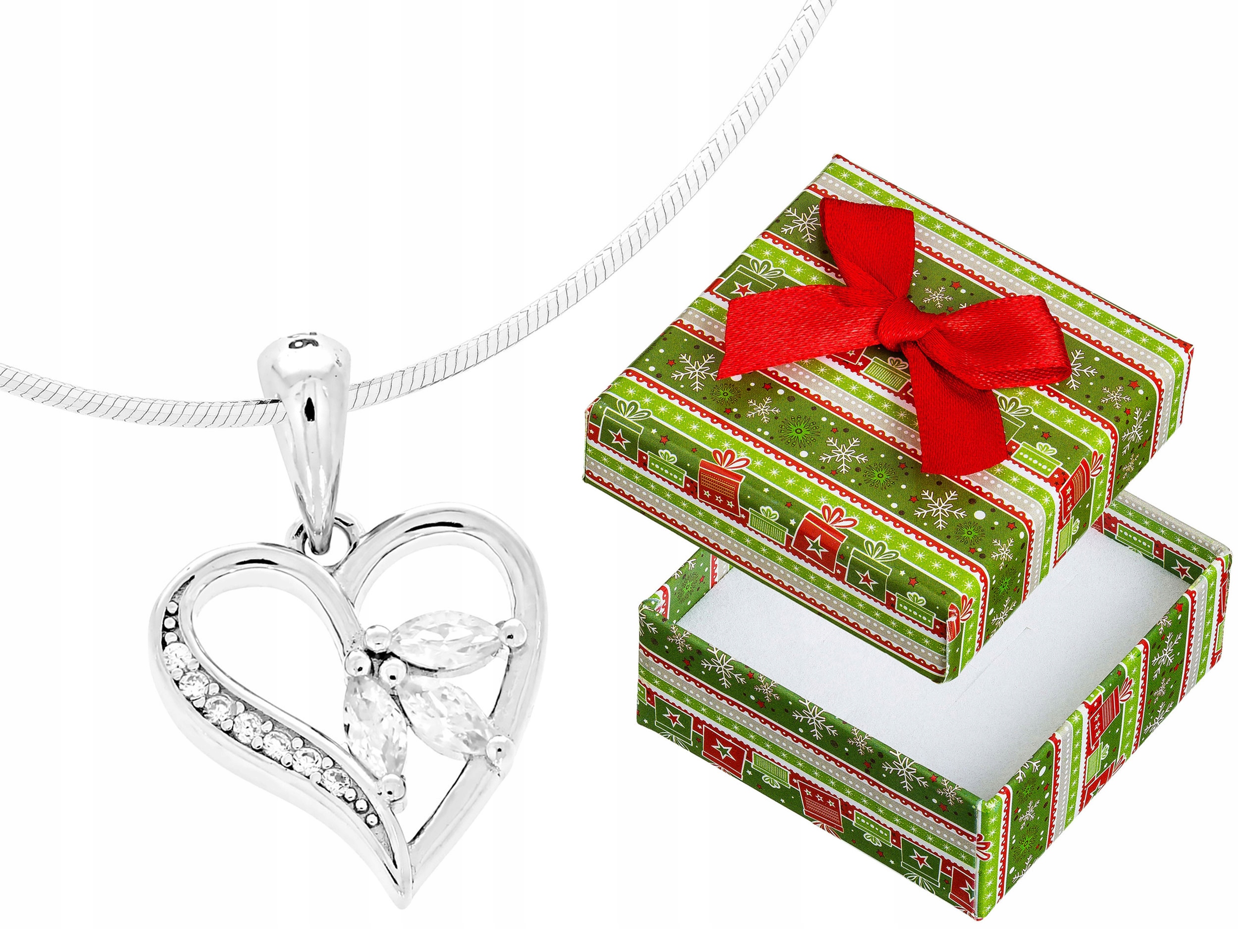 Dlouhý stříbrný dámský náhrdelník Srdce s zirkony Srdíčko Větvička 90 cm