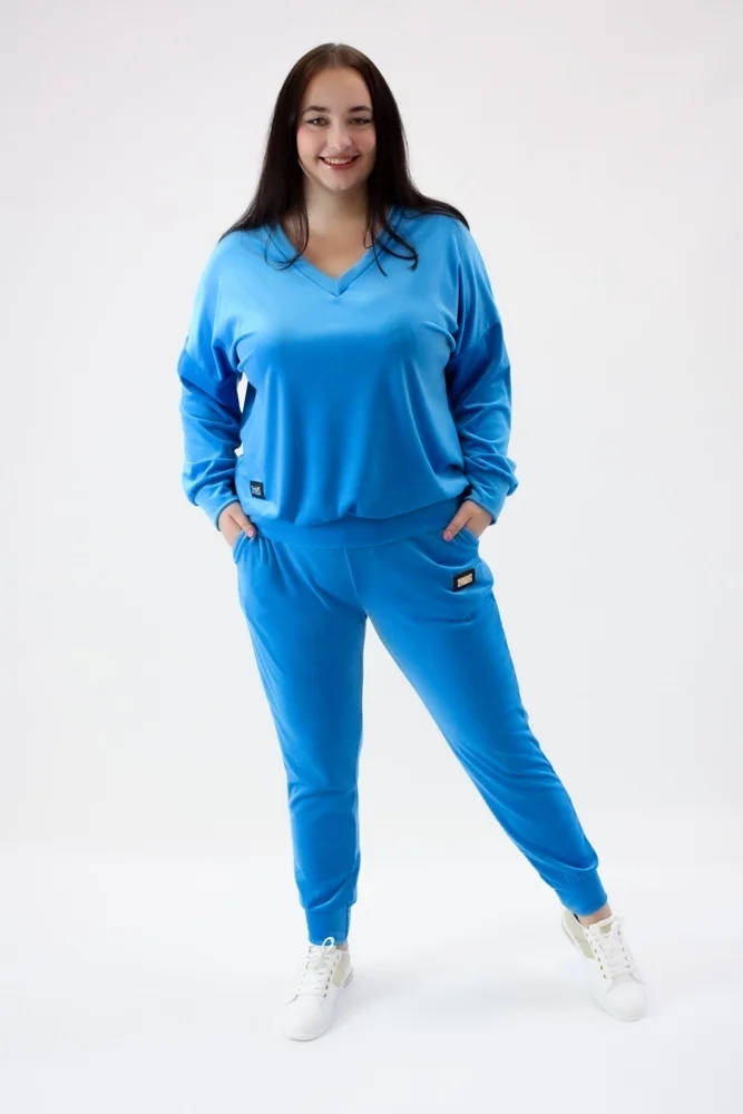 Velurový teplákovka se sýrem Mikina Kalhoty Modrý Uni Malý