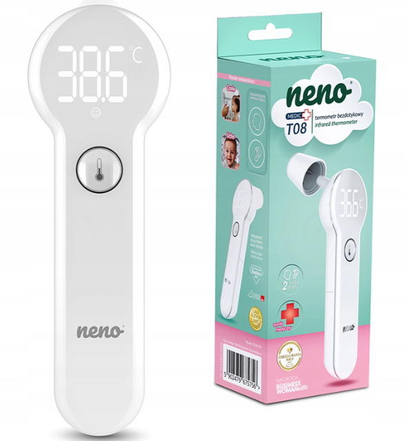 Neno Medic T08 Profesjonalny termometr bezdotykowy Do czoła ucha obiektu