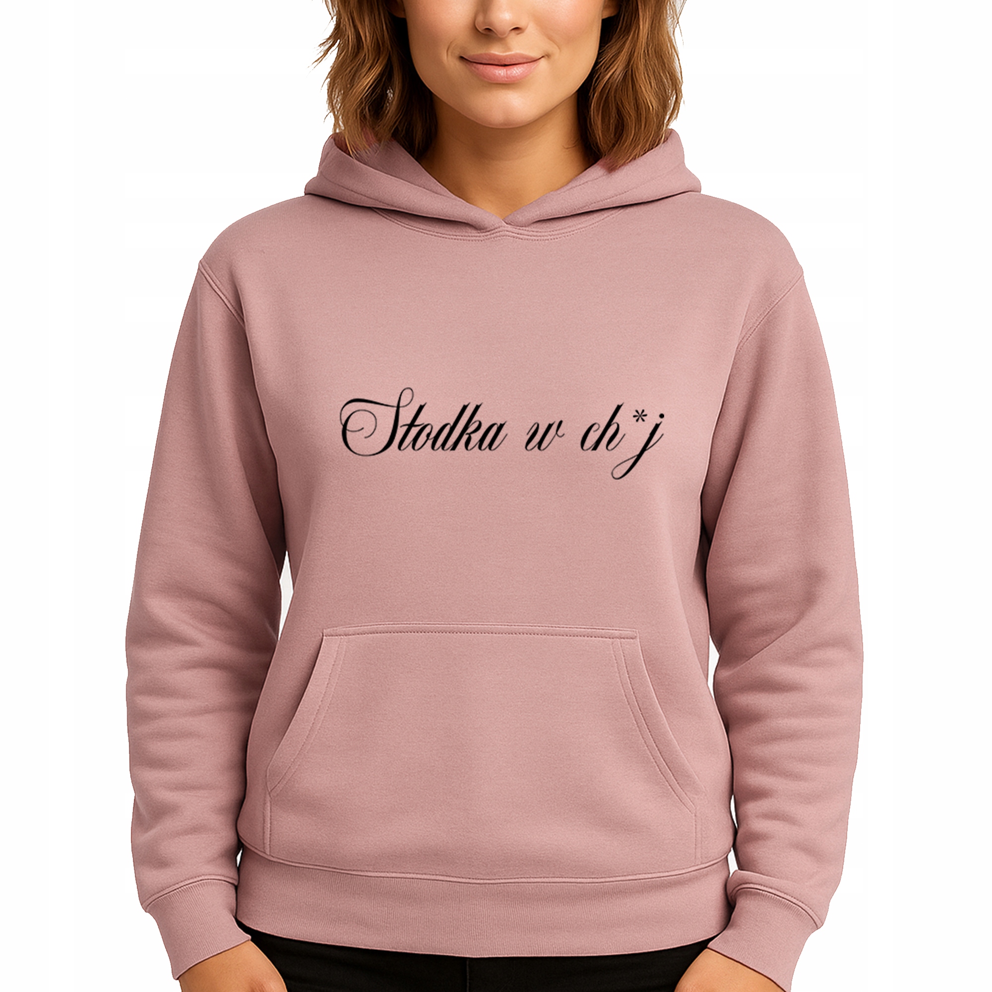 Mikina Růžová Hoodie S Kapucí Dárek Pro Ni Sladká V Ch*j S
