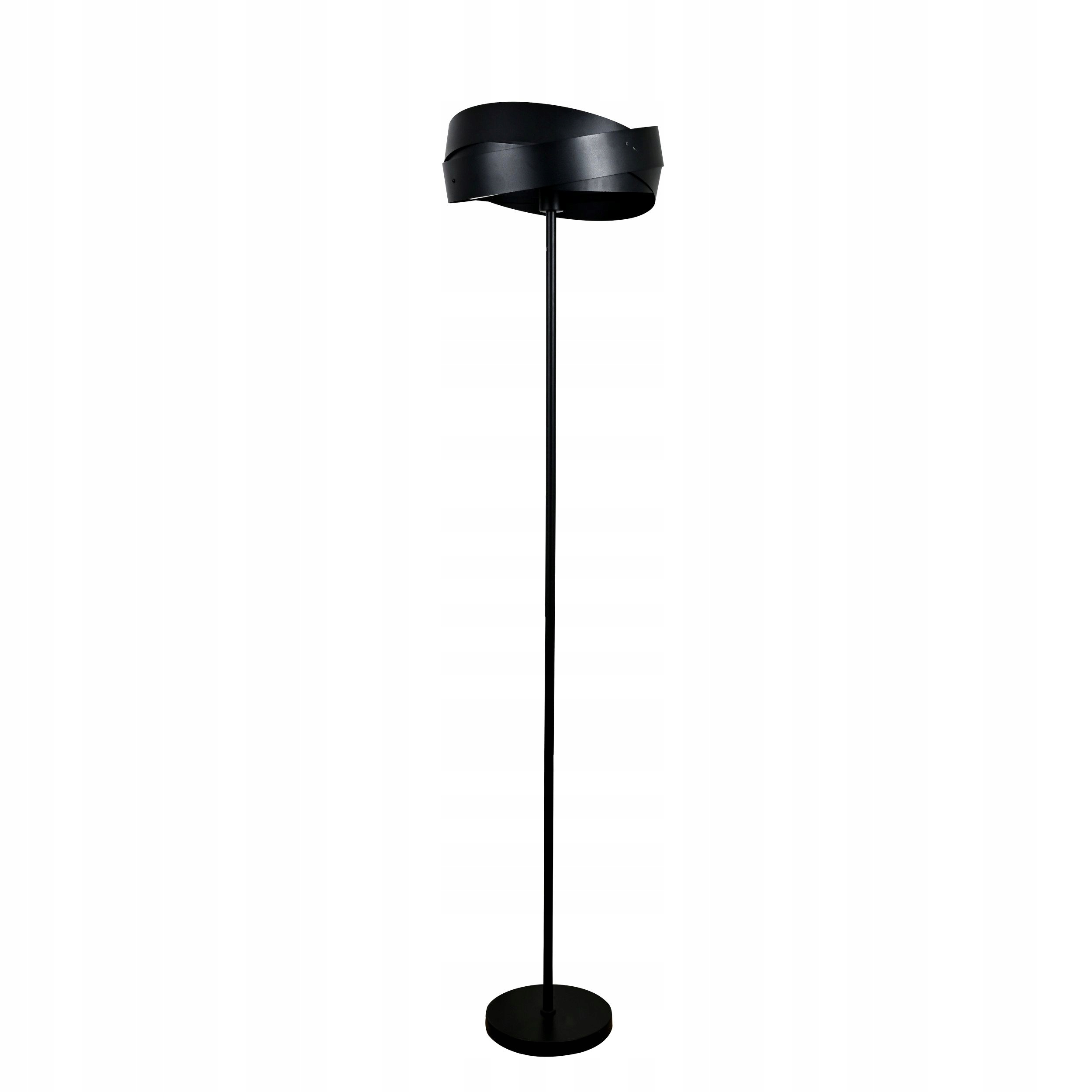 Podlahová lampa Terra černá, kovové stínítko, rolovací pásky E27