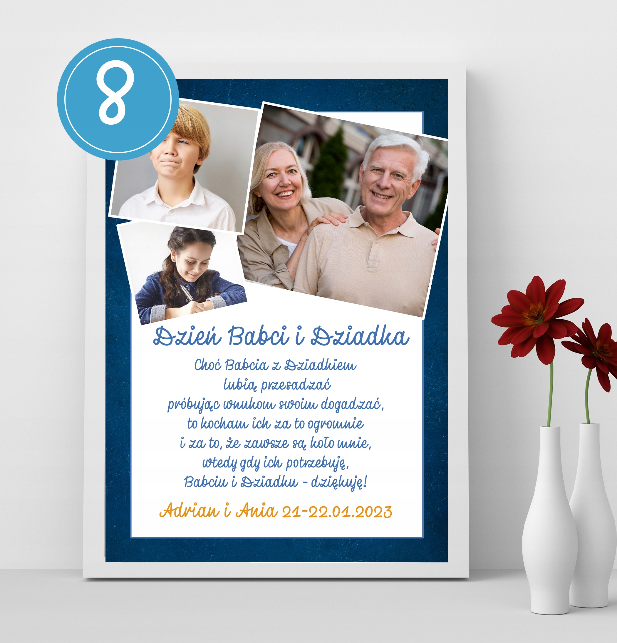 Plakat ze zdjęciem Dzień Babci i Dziadka personali Format papieru A4