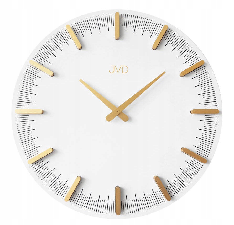 Elegantné Drevené Biele Nástenné Hodiny Jvd HC401.1 40 cm Zlaté Ručičky