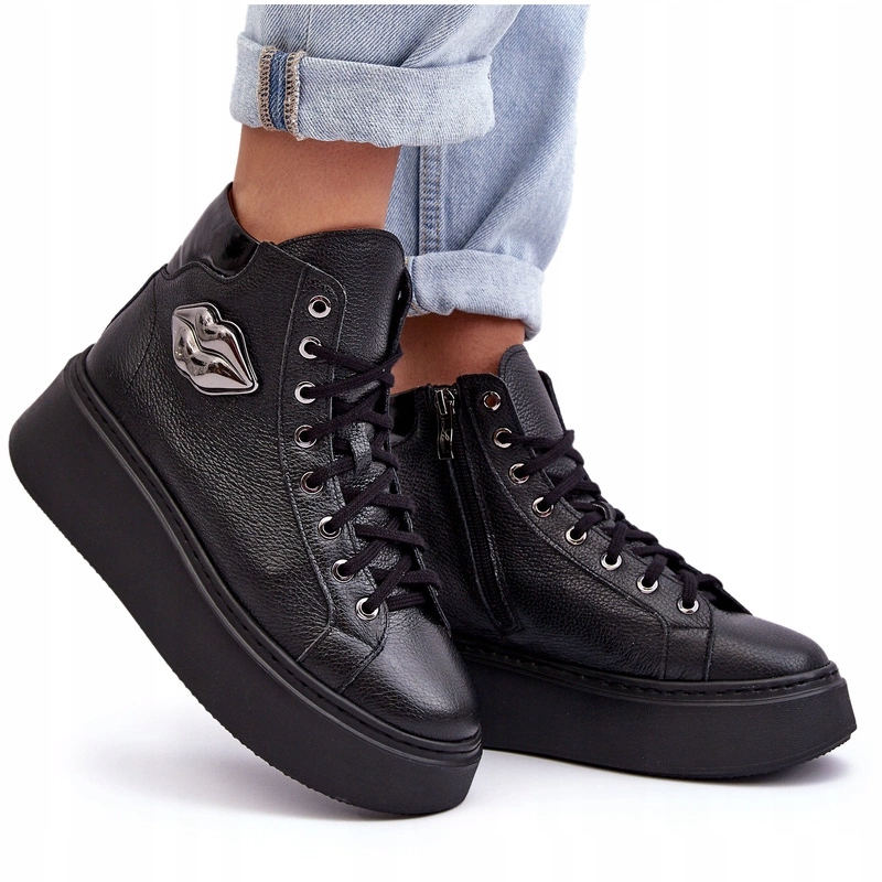 Dámské Vysoké Tenisky Na Zip Lemar Černé, Velikost 39