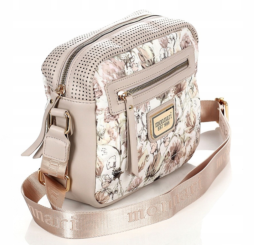 Monnari Cudowna pikowana torebka listonoszka Monnari Kwiaty Długi Pasek