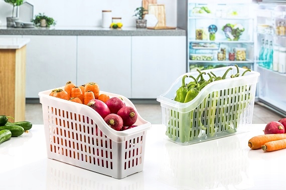 DUŻY POJEMNIK KOSZYK ORGANIZER ŻYWNOŚĆ PLASTIKOWY WKŁAD LODÓWKI WĄSKI 30X10 Kod producenta 07402