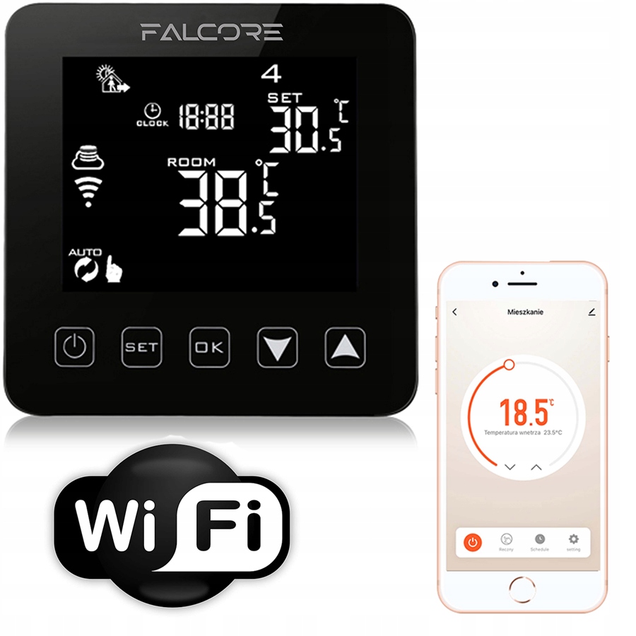 Pokojový termostat, pokojový regulátor, regulátor Falcore PT-503C WiFi