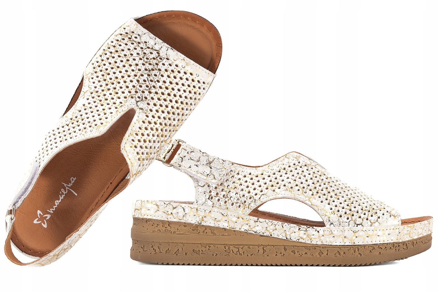 Maciejka L4494-35 Dámské Sandály Komfort Koturn Suchý Zip Pu stříbrná Stříbrná 39