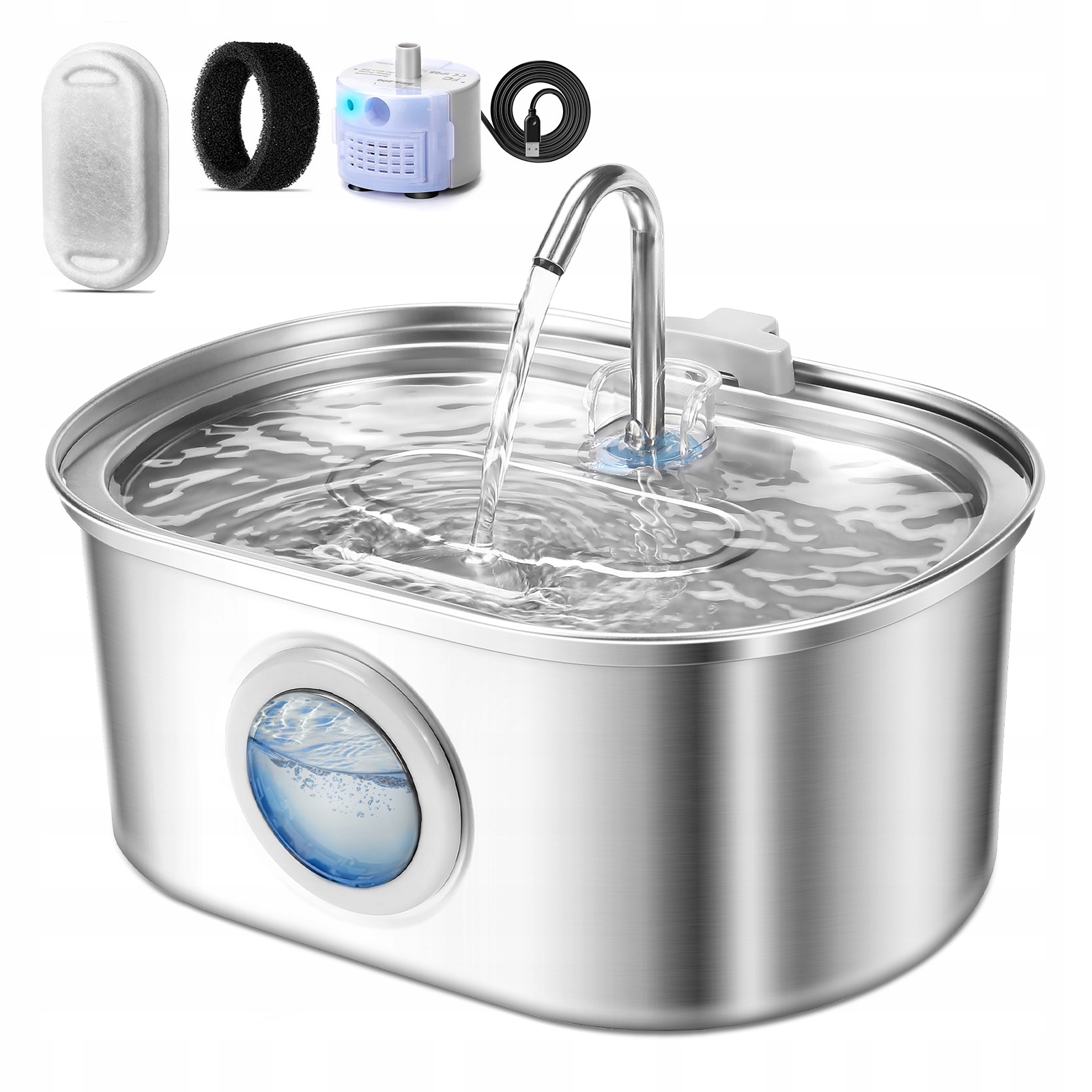 Levně 3,2l fontána na vodu pro kočky z nerezové oceli, automatická miska na vodu pro psy