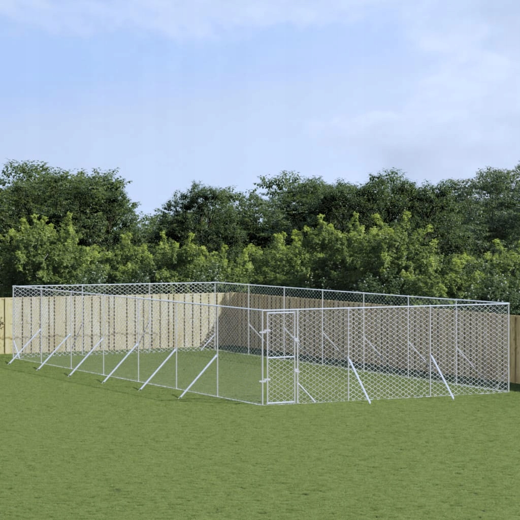 Fionshop 262916535 Venkovní psí kotec stříbrný 6 x 14 x 2 m pozinkovaná o