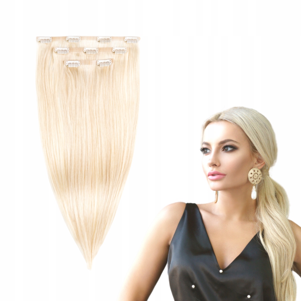 Bezszwowe Clip In włosy naturalne 40cm 3 taśmy #60
