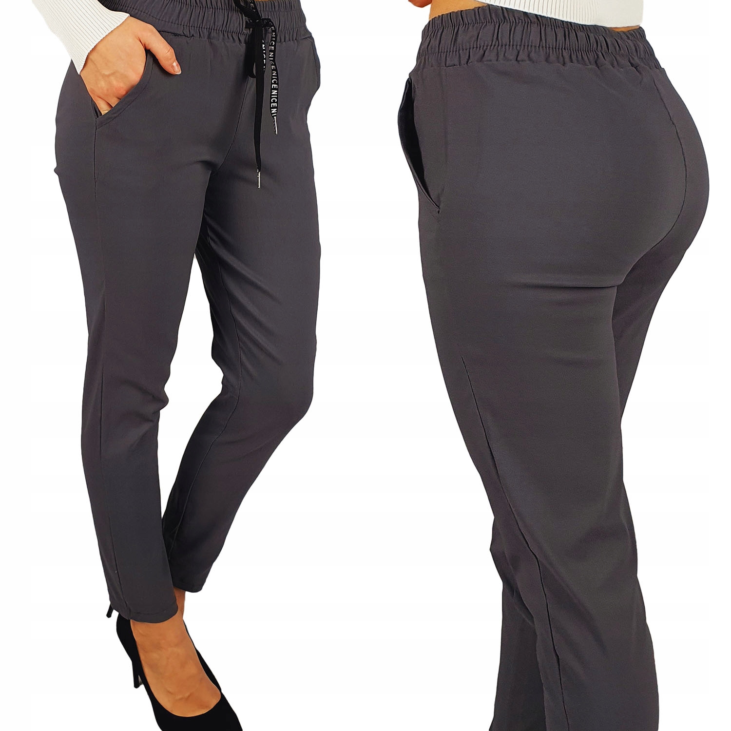 ELASTYCZNE - SPODNIE - DAMSKIE - CYGARETKI -GUMKA