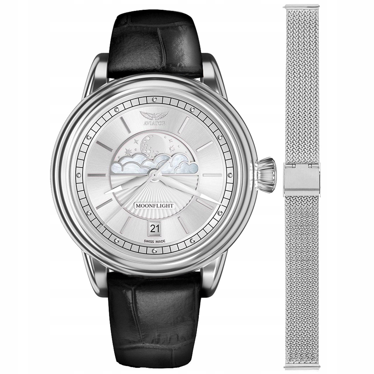 Dámské hodinky Aviator V.1.33.0.250.4BM-SET stříbrné