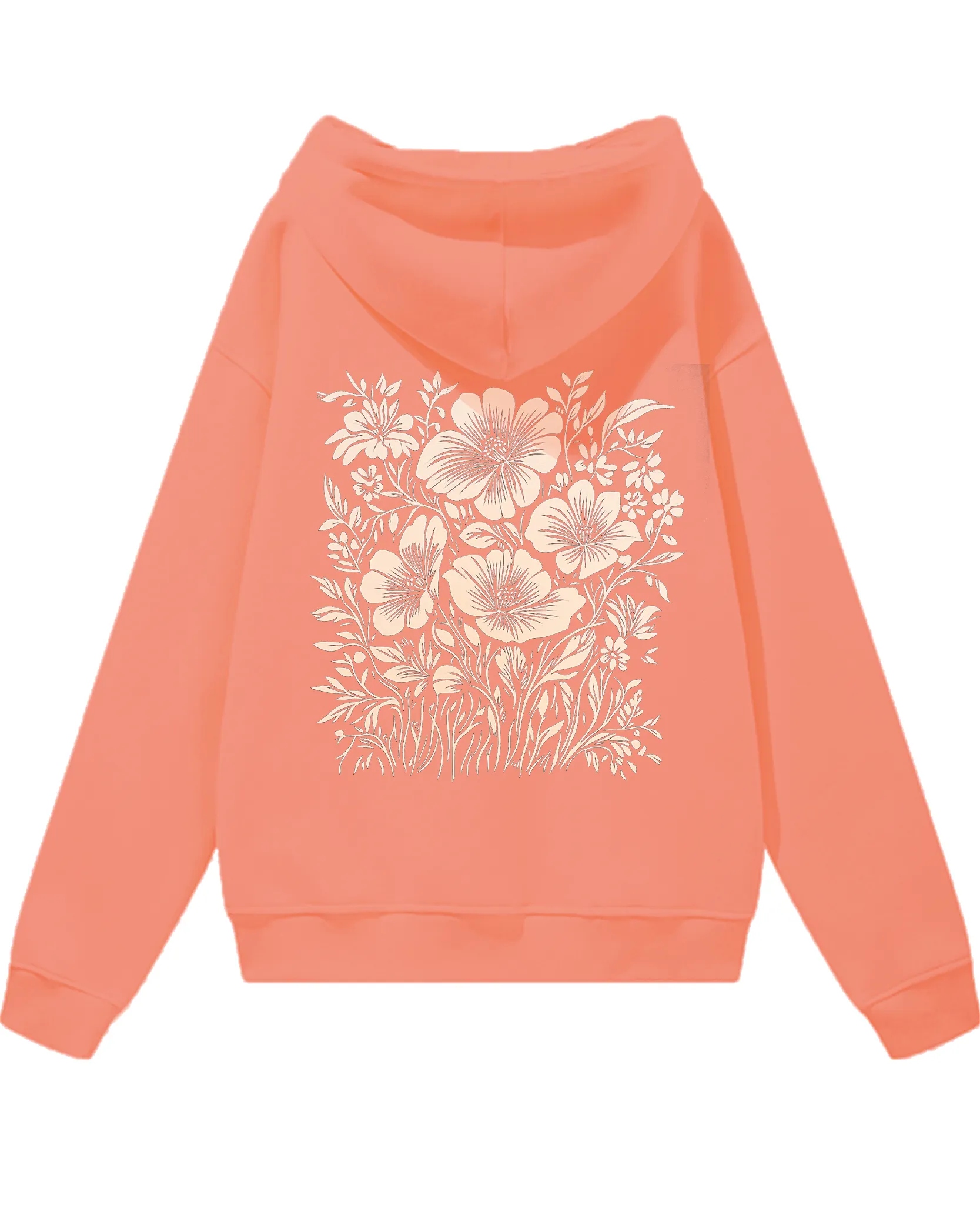 Oversize mikina s květinovým s kapucí , Nature and Elegance Coral XXL