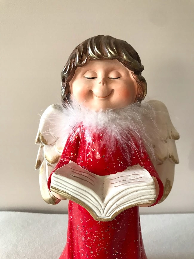 Figurka anioła 30 cm ANIOŁEK ŚWIĄTECZNY CZERWONY Motyw postać