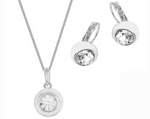 Sada šperků s krystaly Stříbrná sada Minimalistický styl Colibra