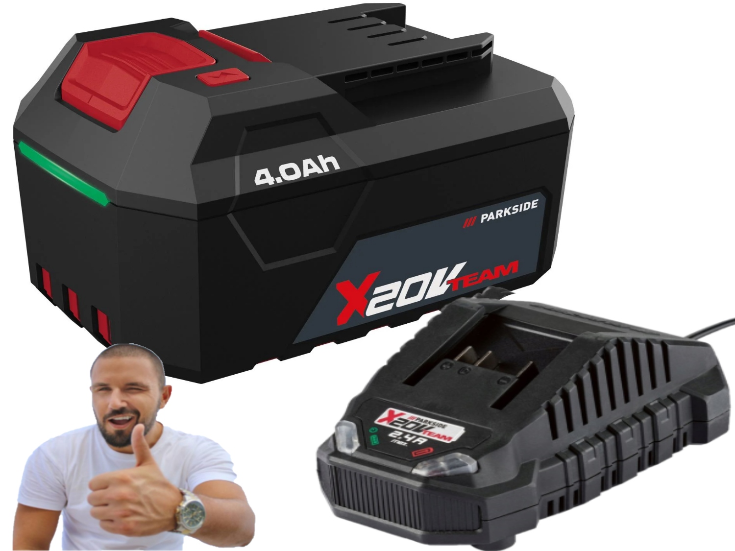 Nejnovější Baterie Akumulátor Parkside 20 V 4 Ah nabíječka velký Set