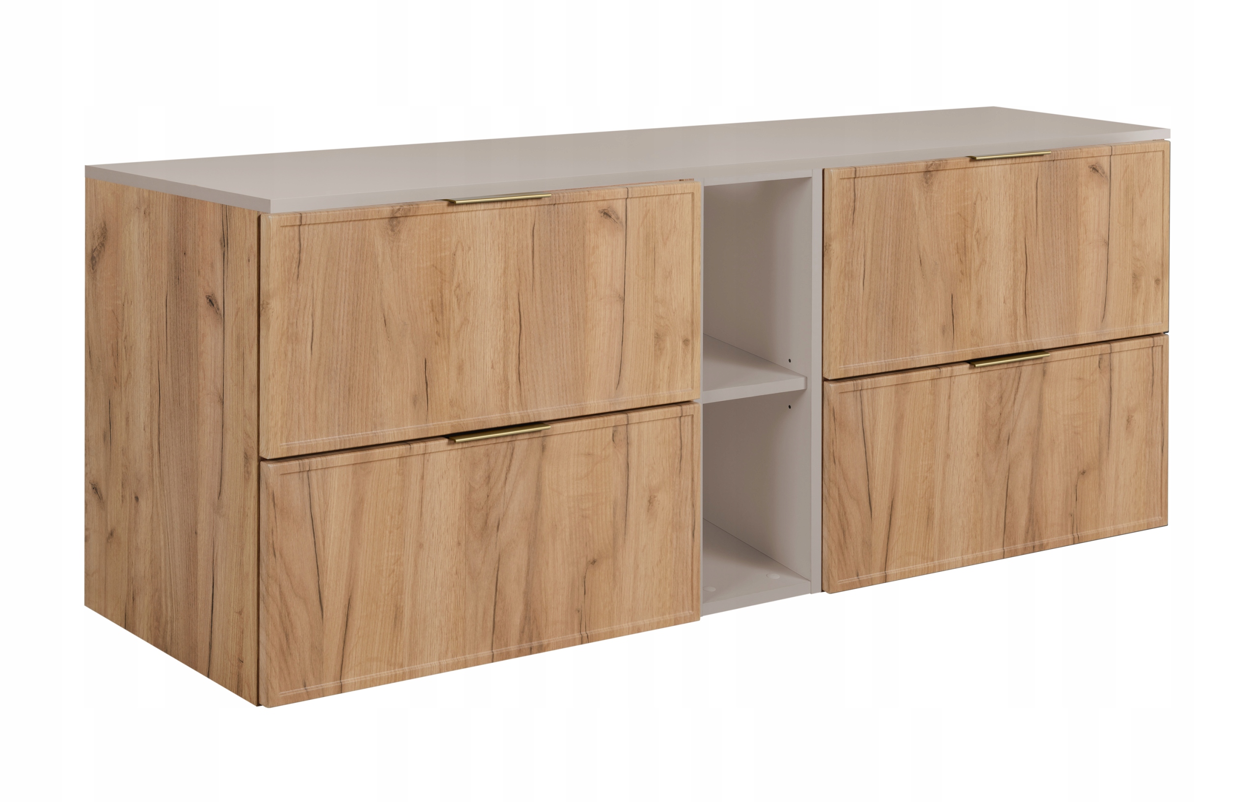 Koupelnová skříňka Závěsná sada Dub Craft Kašmír 140 Rámeček přední strana Mdf Blat