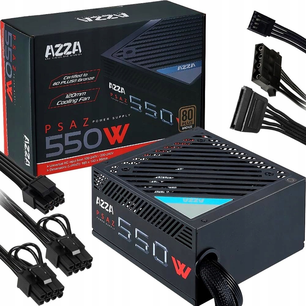 Nový napájecí zdroj Atx 550W 80+ Linkword Azza 5x Sata EPS12V Pci-e 80+ Bronze
