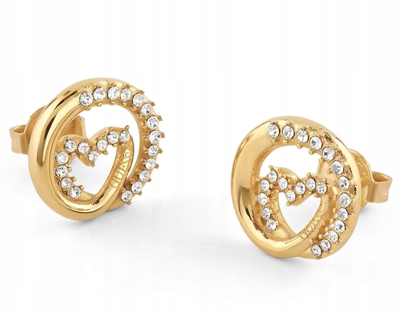 Zlaté Křišťály Guess Iconique s Náušnice ve tvaru srdce JUBE05528JWYGT/U