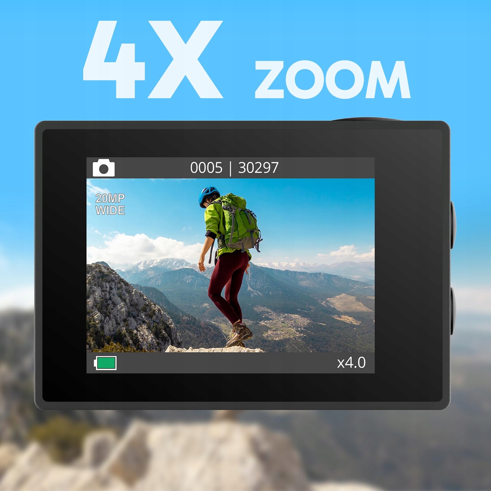 AKASO EK7000 Kamera Sportowa 4K 30FPS 64GB Karta SD Podwodna 170° LCD 2.4G — miniatura 6
