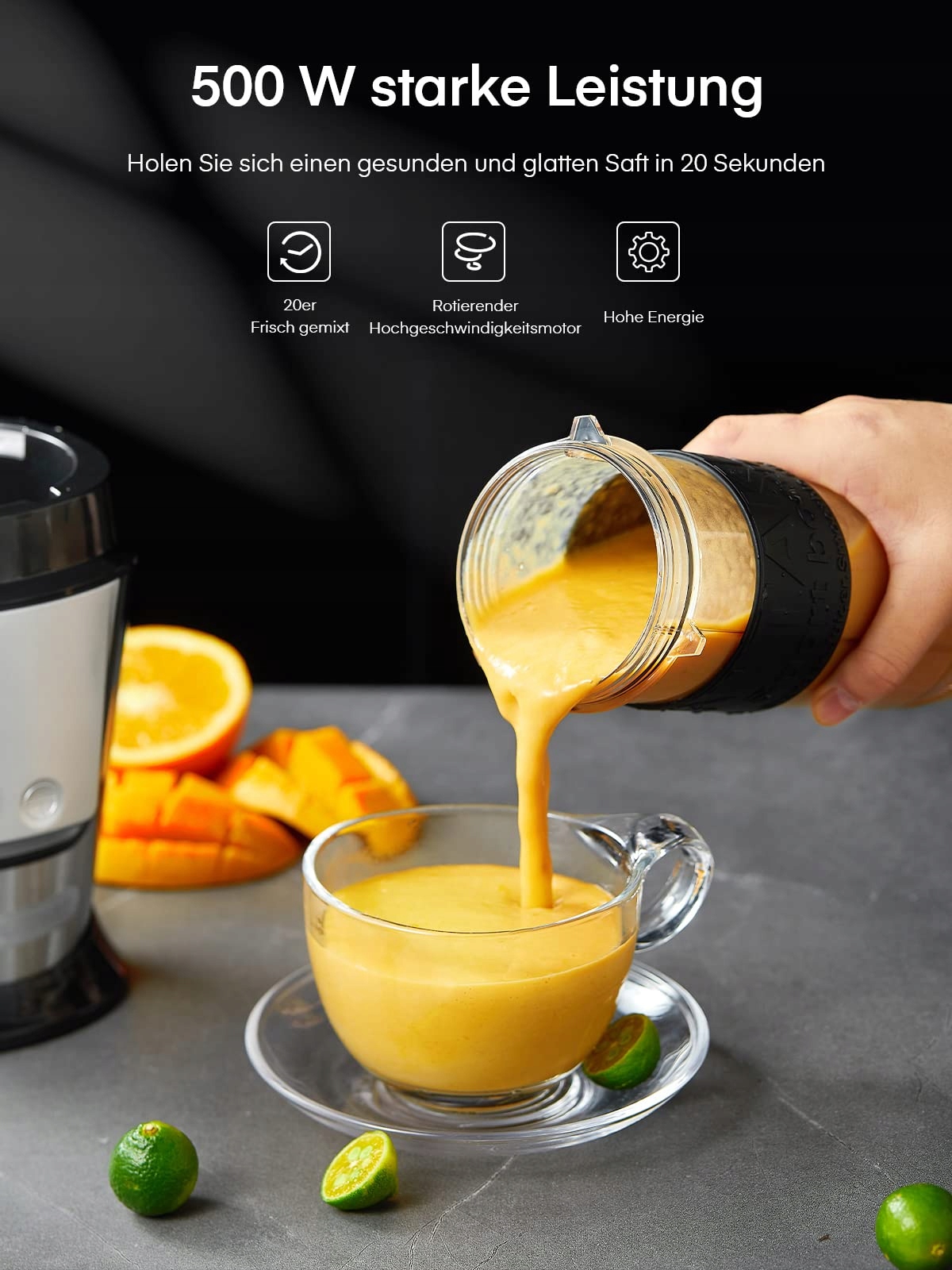 HOUSNAT Blender Do Smoothie 500W Z Młynkiem 2 Butelki Tritan 570ml — miniatura 2
