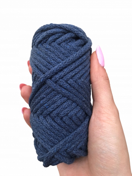 Sznurek do makramy bawełniany 5mm 20m Pleciony Z Rdzeniem jeansowy