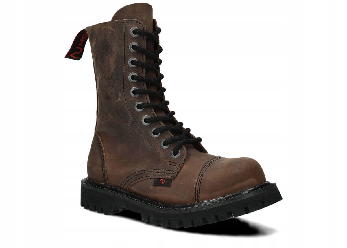 Kanady Kožené Boty Bovver Olivové Nagaba 10H Ocelový Šíř Polské 38