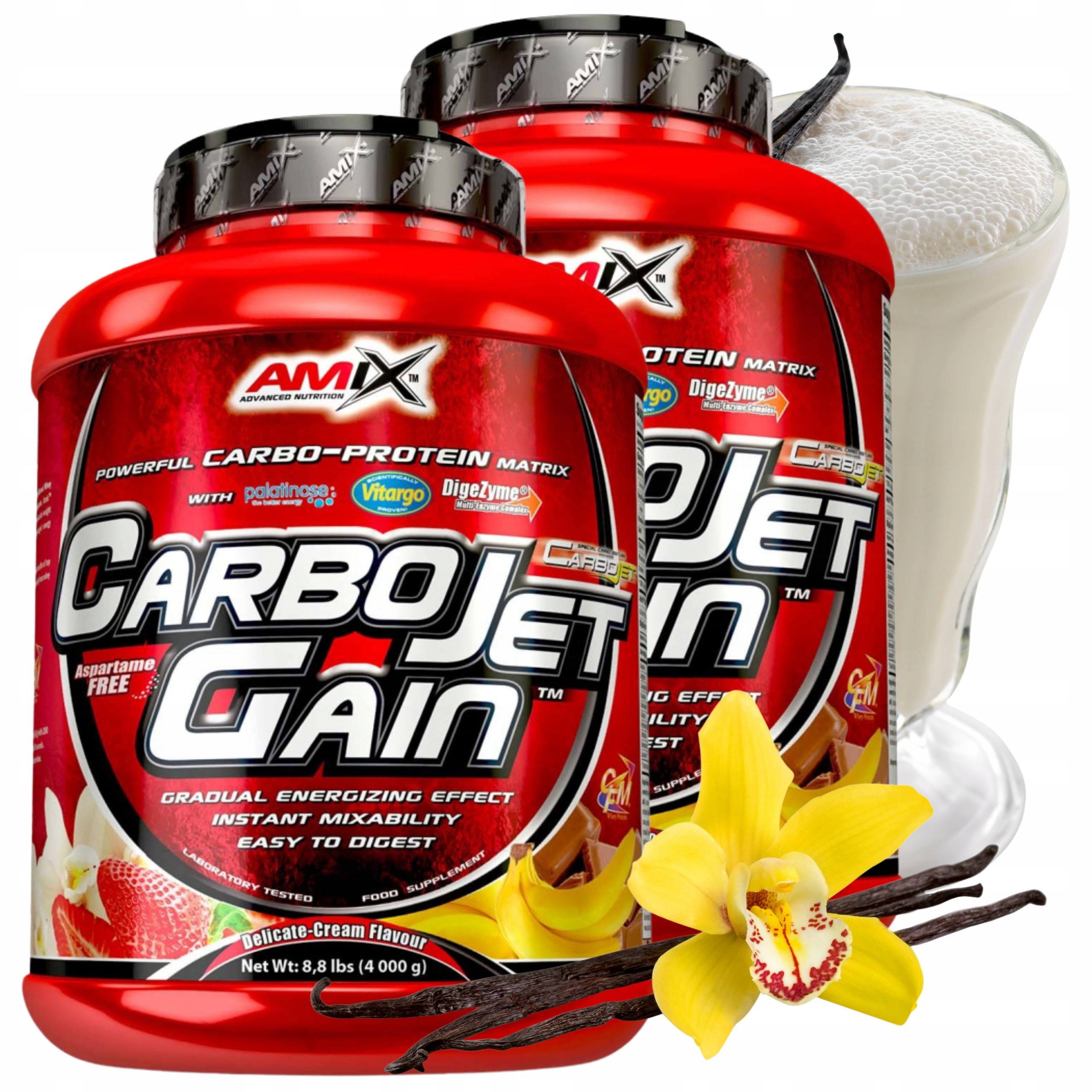 Kondicionéry Na Hmotu Gainer 8 kg Vitargo Komplexní sacharidy Bílkoviny Wpi Vanilka