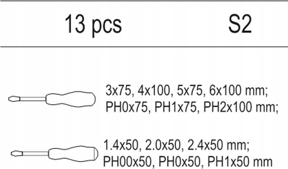 WKRĘTAKI ZESTAW 13 ELEM. WKŁAD DO SZUFLADY YATO Kod producenta YT-55455